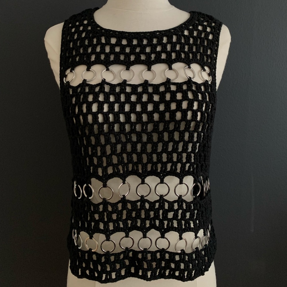 Topshop Knit Fishnet-Style Tank Top with Rings